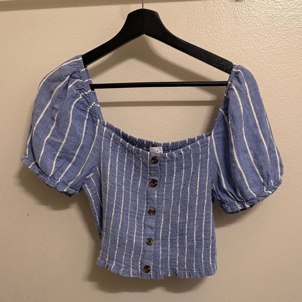 Ten Sixty Sherman Blue and White Striped Blouse - Picture 1 of 2